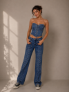 Denim σετ  παντελόνι με κορσέ