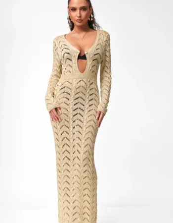 Φόρεμα Maxi Πλεκτό Lurex ΜΠΕΖ