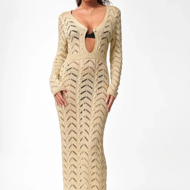 Φόρεμα Maxi Πλεκτό Lurex ΜΠΕΖ