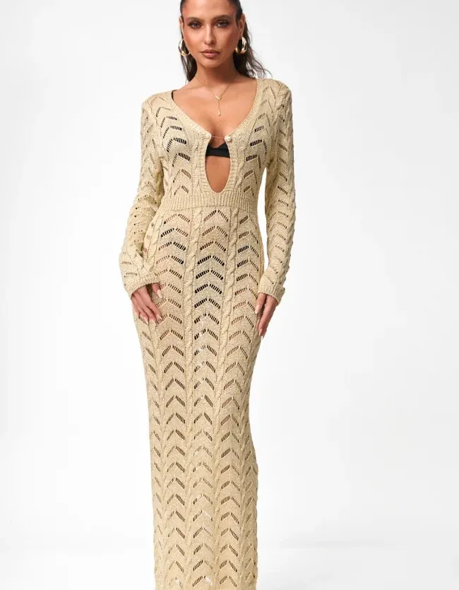 Φόρεμα Maxi Πλεκτό Lurex ΜΠΕΖ