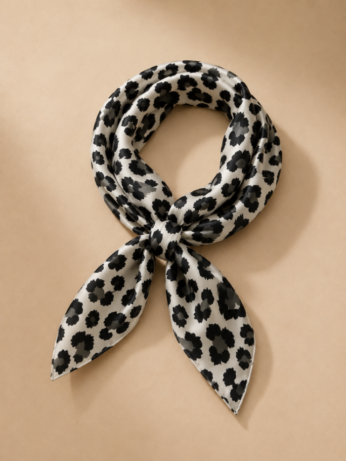 Φουλάρι με animal print σε ασπρόμαυρες αποχρώσεις